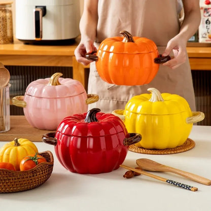 Ceramic2025 Edition Soup Pot Pumpkin Lid Porcelain Large Fall
