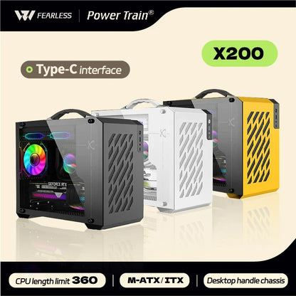 Mini ITX Case Glass Side 240mm Watercooling Travel-Friendly