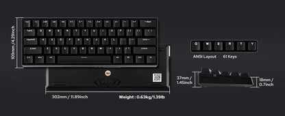 60 Mechanical Percent Hot Swap Keyboard Aluminum RGB Hall