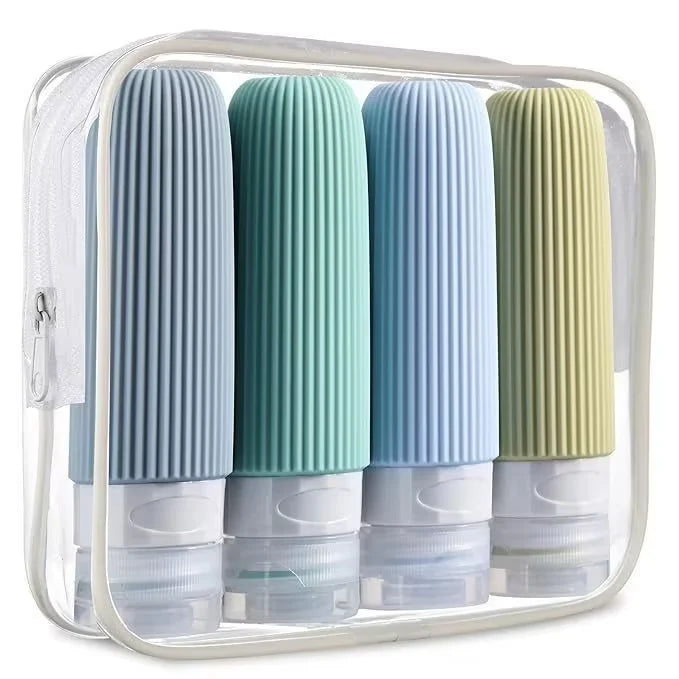 Silicone Travel Bottles Kit Leakproof Refillable Squeeze Containers For Shampoo Conditioner Lotion 90ml