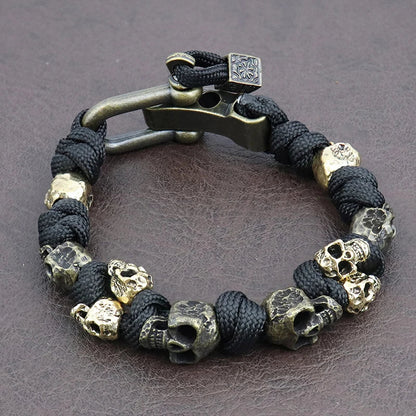 Skull Paracord Bracelet Gothic Wristband Halloween 2026 Gift Idea Flexible Braided Jewelry