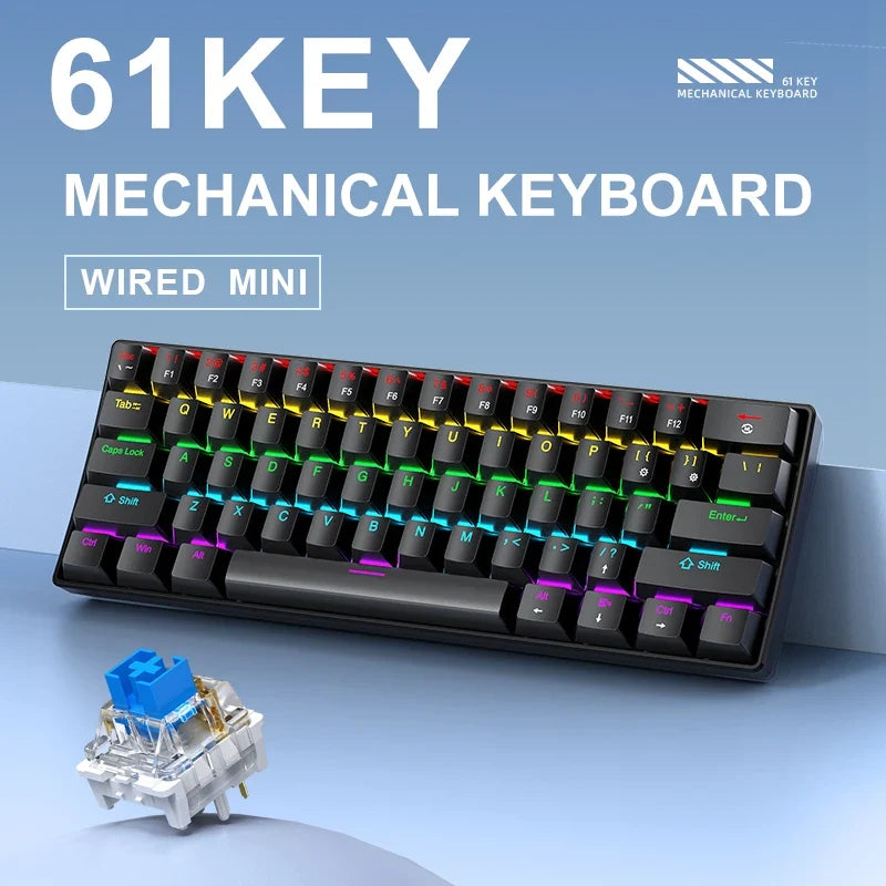 60 Percent Mechanical Mini Keyboard Wired RGB Travel-Friendly