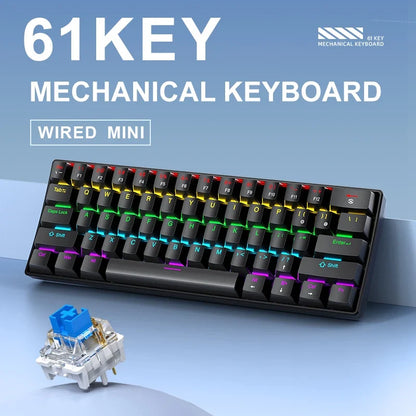 60 Percent Mechanical Mini Keyboard Wired RGB Travel-Friendly