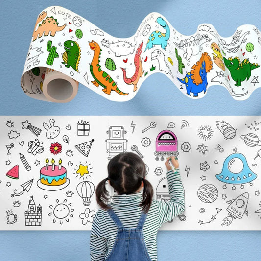DIY Kids Coloring Scroll - 118 Inch Graffiti Roll, Safe Paper for Creative Art Projects, Educational Crafting Fun for Children