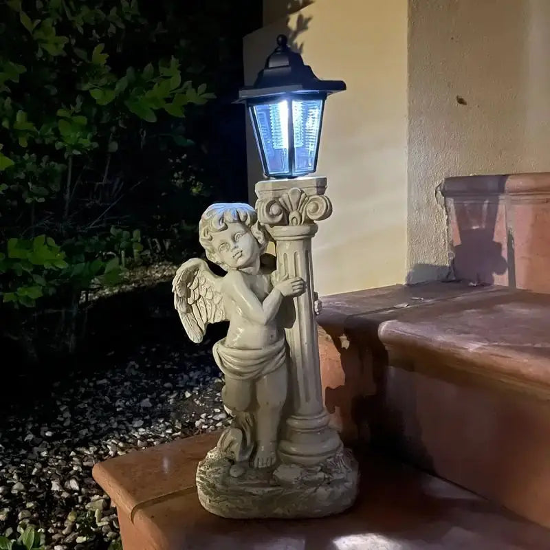 Angel Solar Light Statue 19.29 Inch Outdoor Garden Path Light Catholic Religious Decor Gift Idea