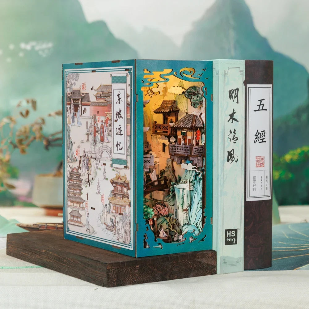 Book Antiquity Nook Doll House Kit with Touch Light 3D Puzzle Toy