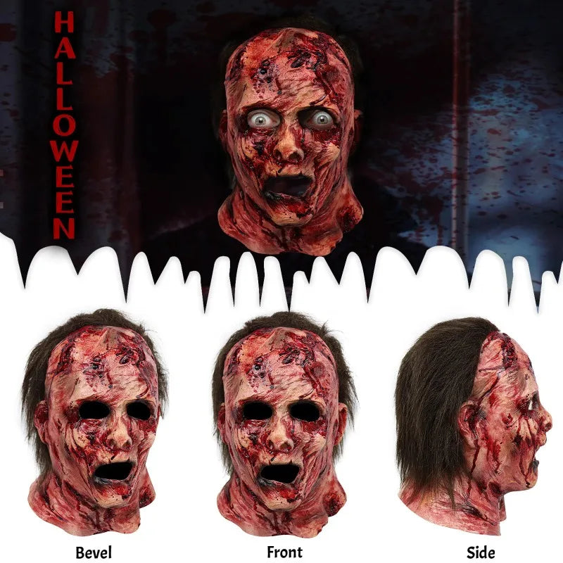 Mask Halloween Full Head Realistic Zombie Clown Horror Mask Halloween 2025 Scary Cosplay Party Prop