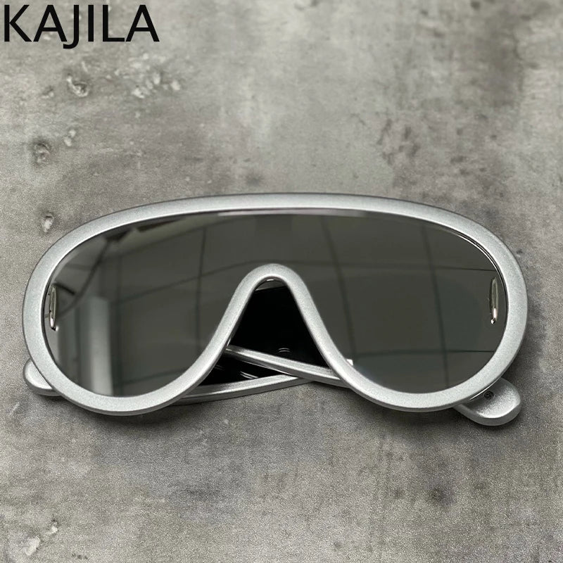 Sunglasses2026 Edition White Frame Oversized Wave Mask Goggles Y2K Punk Steampunk Eyewear TikTok Viral