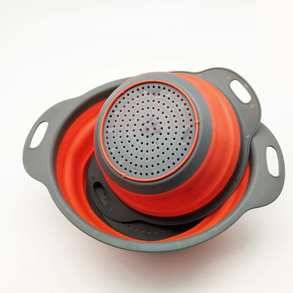 Silicone2026 Edition Folding Drain Basket Colander Eco Friendly Space Saving Kitchen Drainer Spring