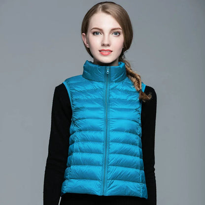 Light Women's Sleeveless Vest - Quilted Nylon, Warm