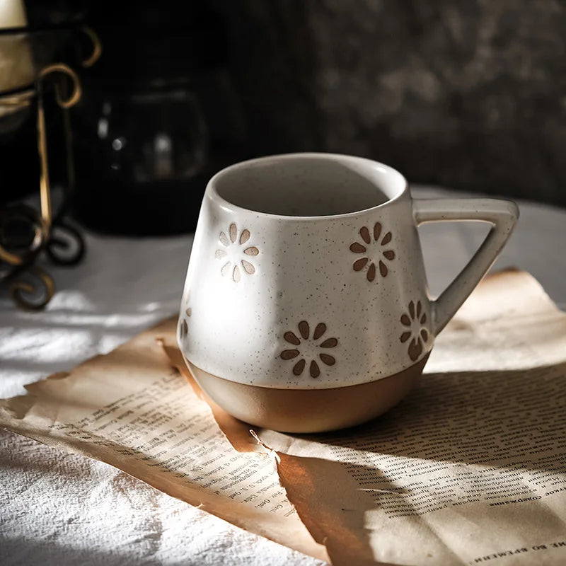 Mug Ceramic Hand Painted Large Capacity Retro Coffee Cup Fall 2025 Artisanal Breakfast Gift