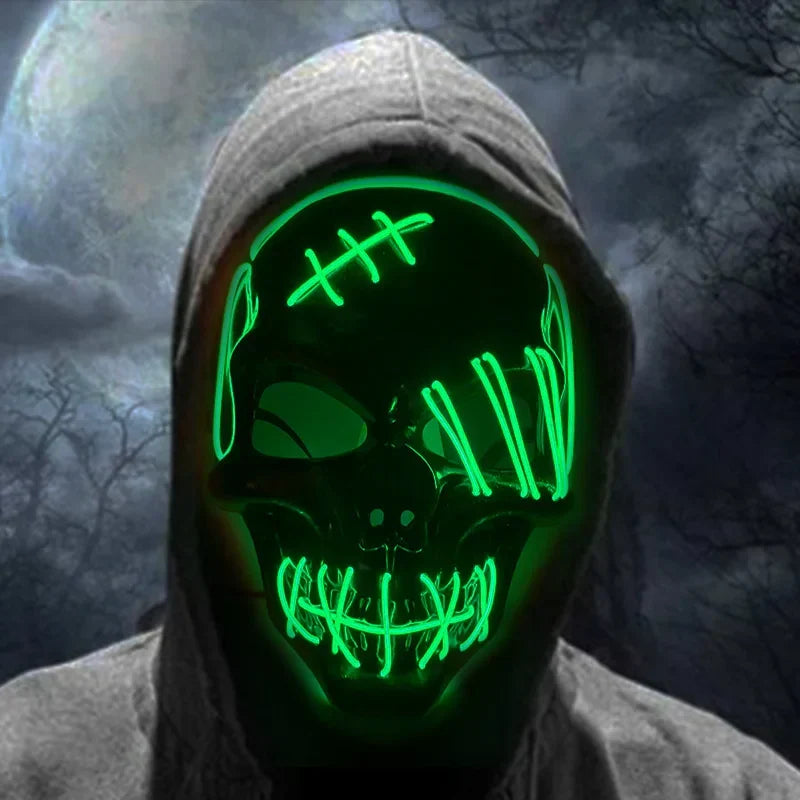 Glowing LED Skull Mask Full Face Halloween 2025 Cosplay