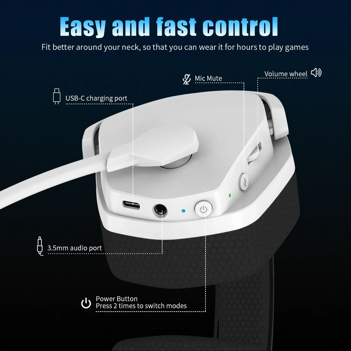 Cordless Gaming Headset With Mic Active Noise Cancellation