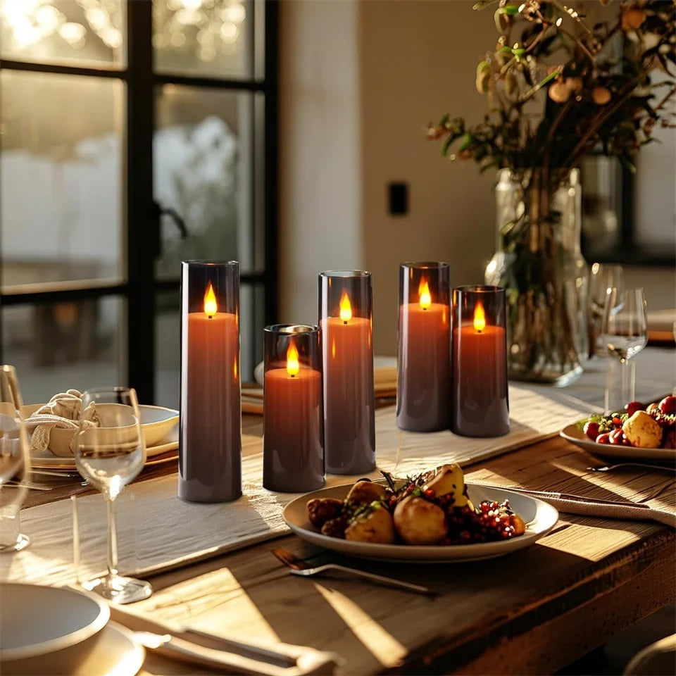 3Pcs/Kit LED Flameless Candles with Remote Control - Flickering Light for Weddings & Household Decor