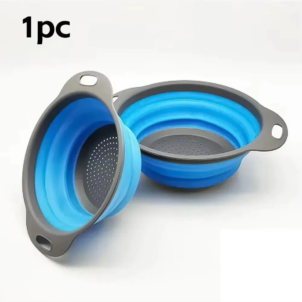 Silicone2026 Edition Folding Drain Basket Colander Eco Friendly Space Saving Kitchen Drainer Spring
