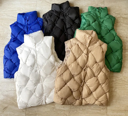 Women Insulating Puffer Vest - Boxy Quilt Polyfill Winter