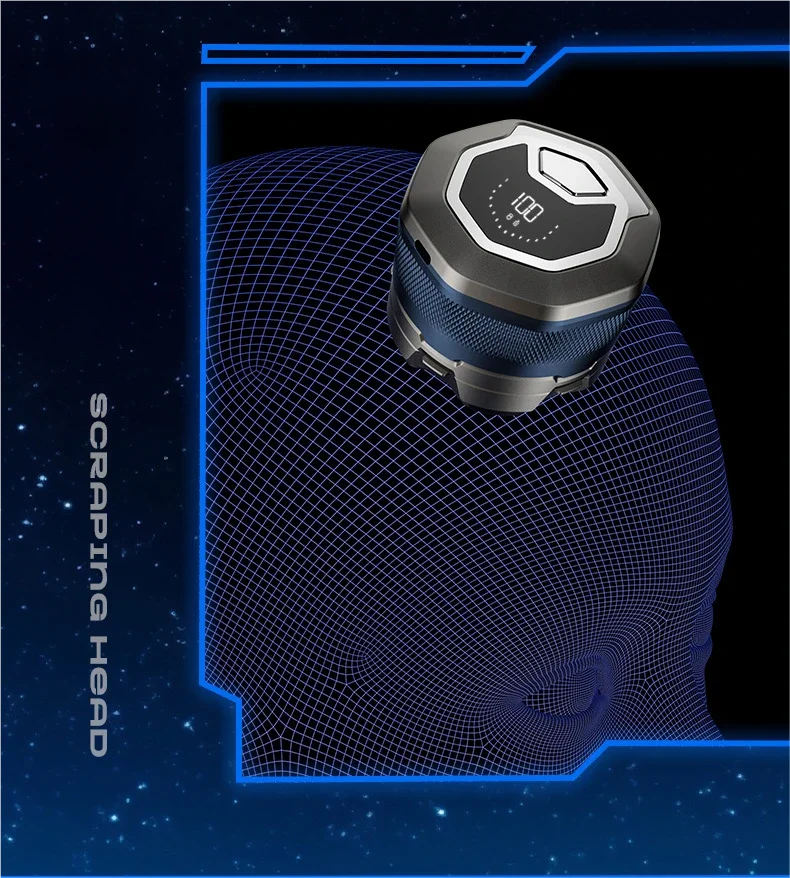 6D Motor-Driven Head Shaver for Men - Water-Resistant Magnetic Rotary Razor with LED Bald Head Hair Trimmer
