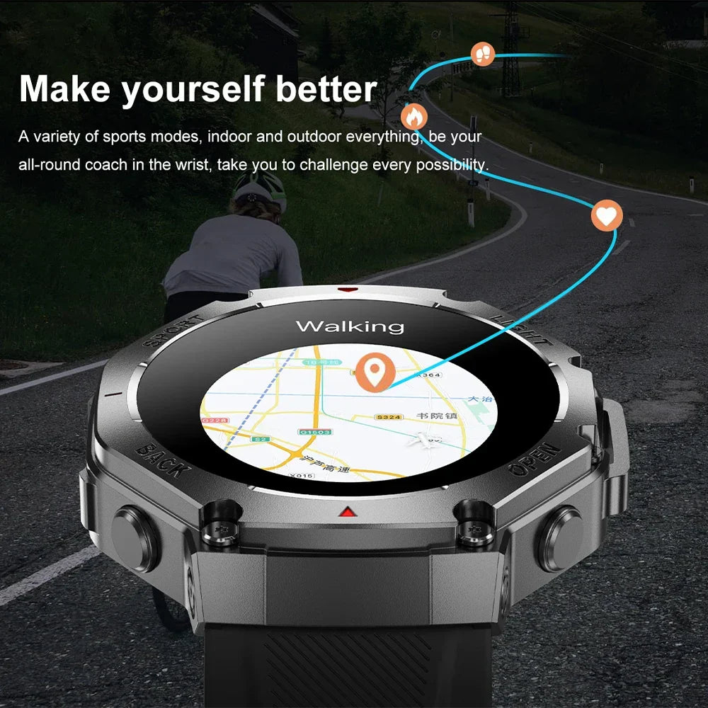 Smartwatch GPS Health Monitor - AMOLED Display, Bluetooth Calling, 3ATM Water-Resistant Fall 2025 Fitness Gift
