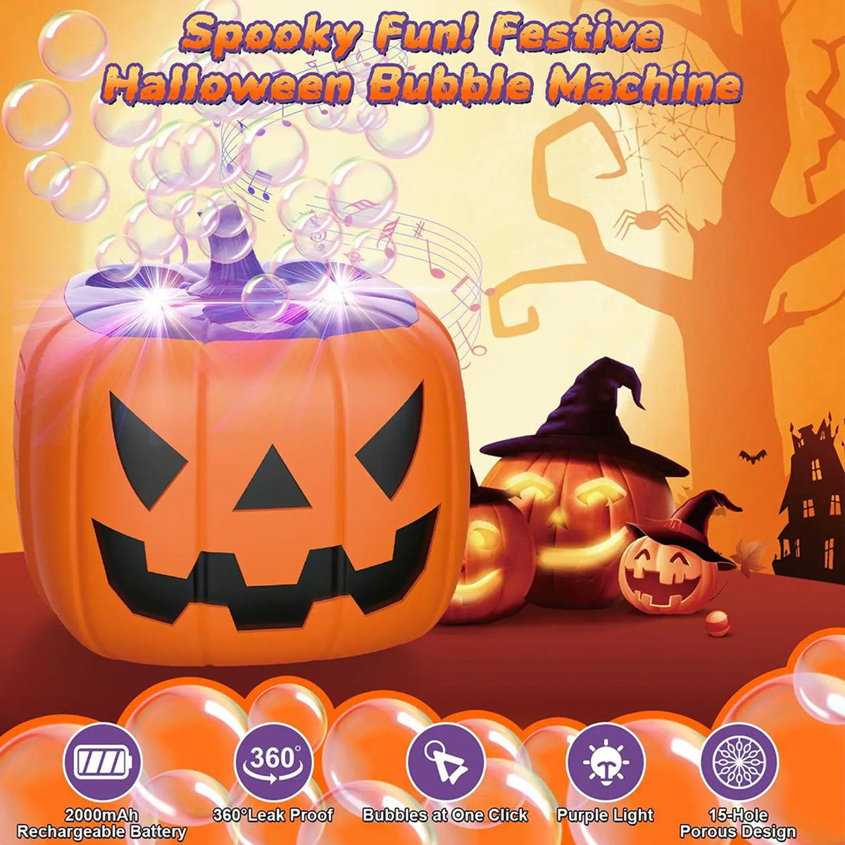 Bubble Pumpkin Machine Halloween 2025 With Lights Sound