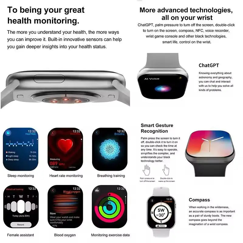 Smartwatch GPS Health Tracker Fall 2025 Water-Resistant Fitness Watch With Music Storage And Bluetooth Calls