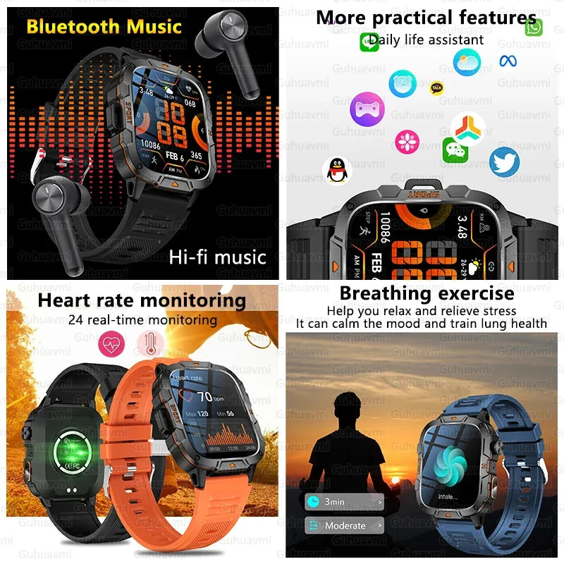 1.96 Inch AMOLED Display, 5ATM Water-Resistant, Bluetooth Call Fitness Tracker, Fall 2025 – Smartwatch Rugged Military Grade