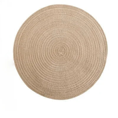6pcs Round Woven Ramie Placemats - Anti-Slip Table Mats for Dining, Kitchen & Cafe Use