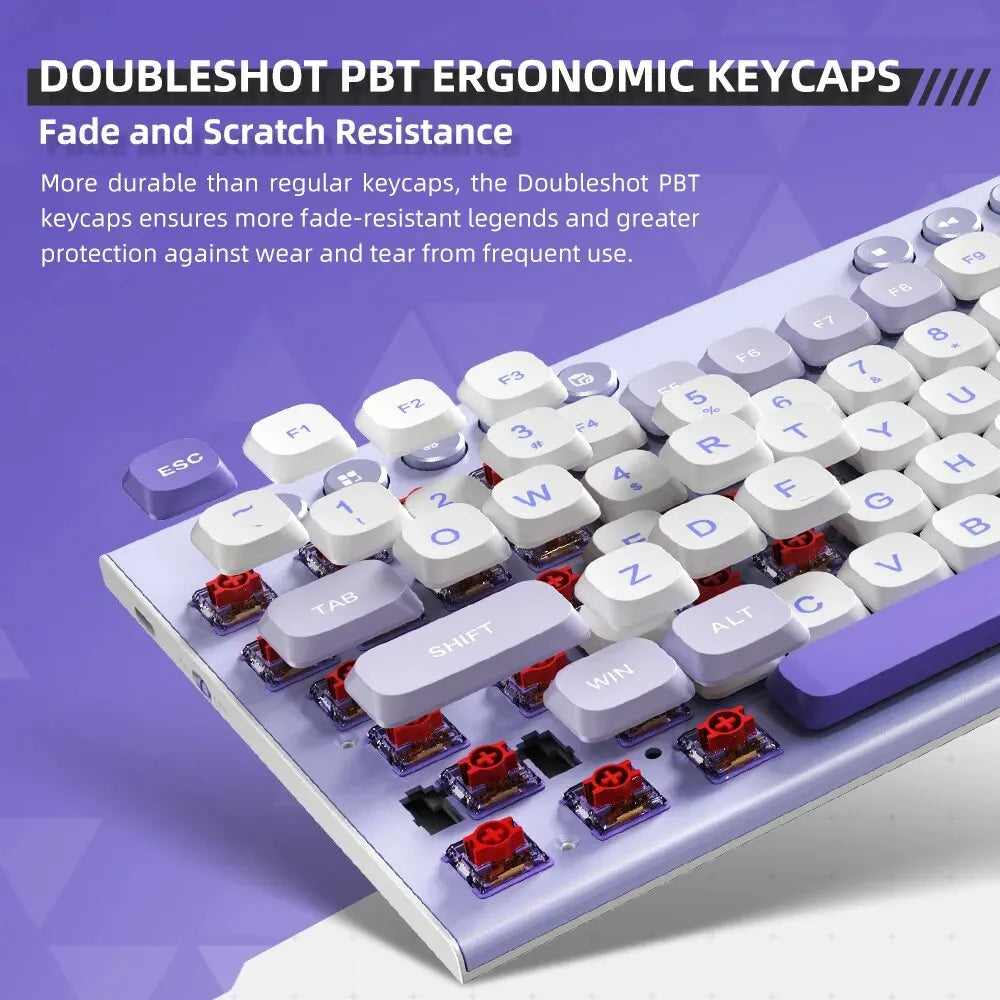 Cordless Low Profile Mechanical Keyboard 98 Keys PBT