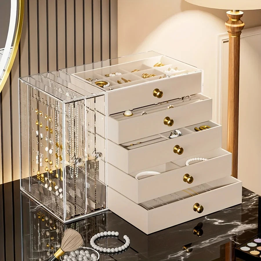 Jewelry2026 Edition Organizer 7-Layer Transparent Drawer Box High Capacity Storage Earrings Necklaces Rings Case Holiday Gifts