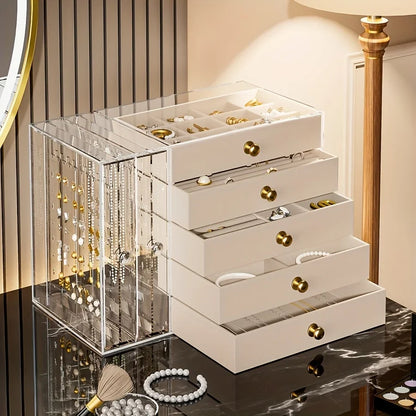 Jewelry2026 Edition Organizer 7-Layer Transparent Drawer Box High Capacity Storage Earrings Necklaces Rings Case Holiday Gifts