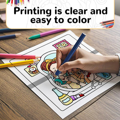 Book Coloring 24-Page Cat Family Life Scenes Relaxation Easter Gift Idea For Stress Relief