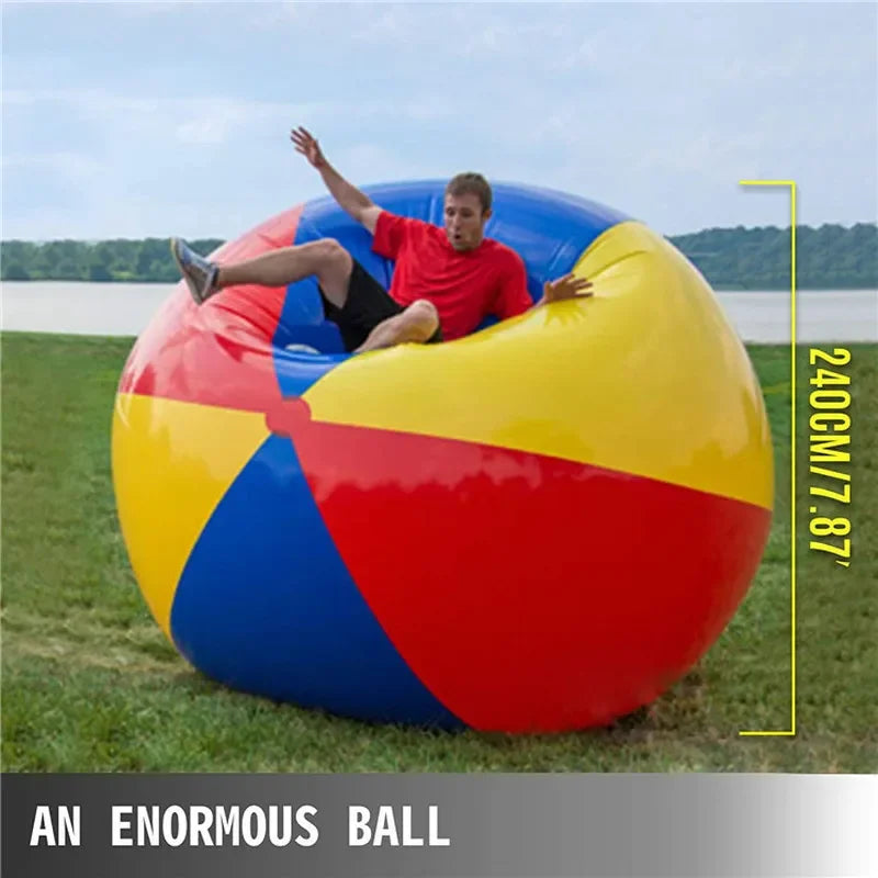 Giant Inflatable Beach Ball, Sturdy PVC Sports Ball for Outdoor Water Games, 100cm & 200cm, Bright Colors
