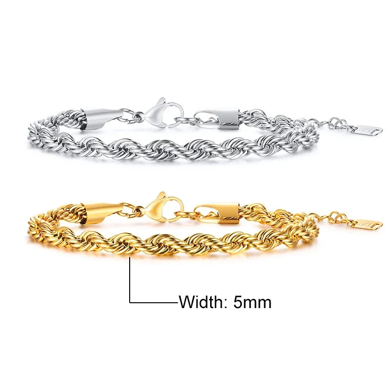 Steel Stainless Rope Chain Bracelet Twisted Singapore