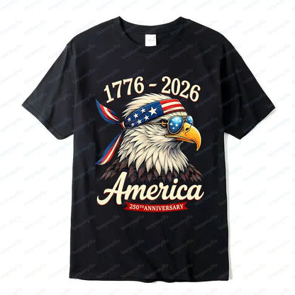 Plush Unisex Bald Eagle Graphic Tee - Short-Sleeve, Sturdy Cotton, For 250th Anniversary Independence Day Celebration