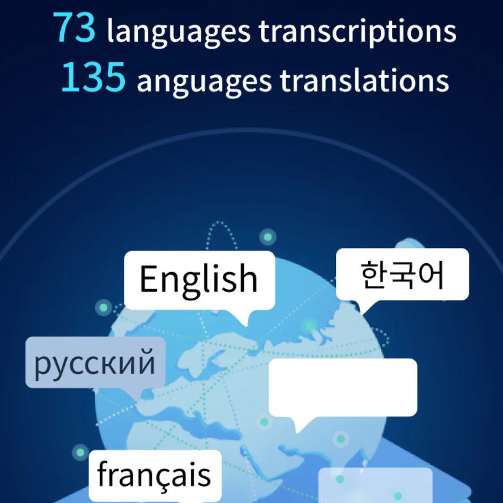AI2026 Edition Voice Recorder with Transcription and Summarization - 135-Language Smart Notetaker for Meetings