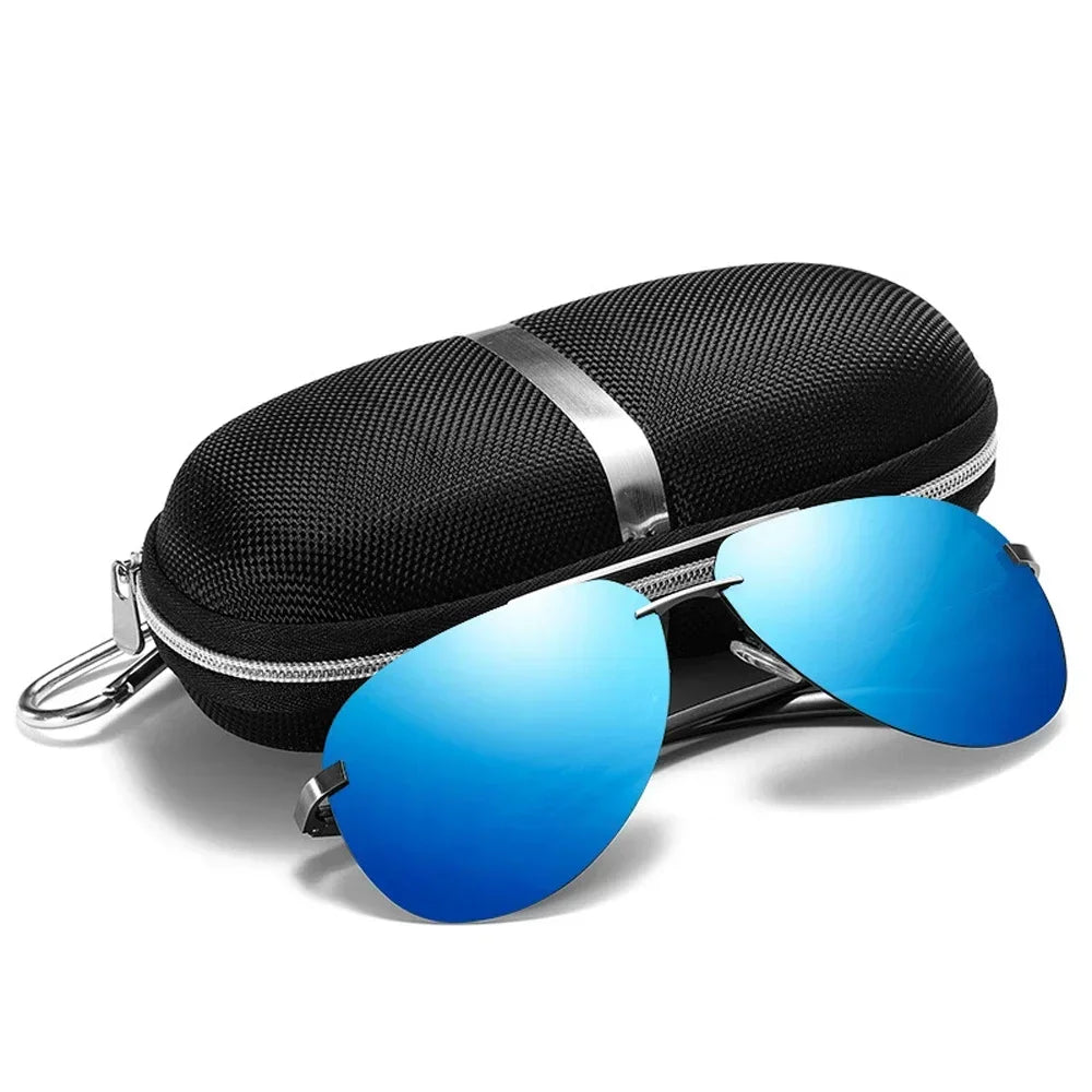 Men's Aviator Sunglasses Metal Frame Mirror Lens Driving Glasses