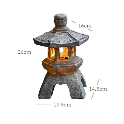 Lantern Solar Resin Stone Pagoda Garden Ornament Zen Chinese Style Outdoor Light Fall 2026 Eco Friendly Decor