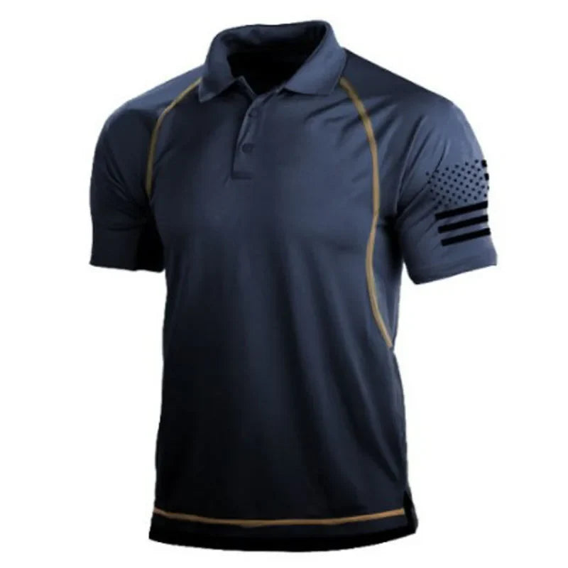 Hiking Summer T-Shirts Men Casual Loose Lapel Short-Sleeved Breathable Sports Tees