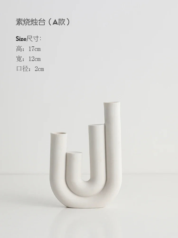 Ceramic Candle Holders Kit Of 3 White Scandinavian Minimalist Candle Stands Fall 2025 Contemporary Centerpiece Gift