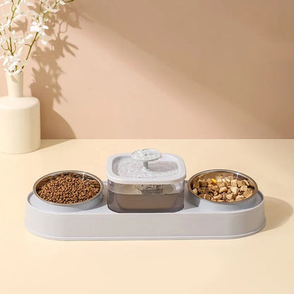 Automatic Pet Feeder 200ml Portion Double Bowl Stainless Steel Food And Water Station Fall 2025 Anti Slip Simple Clean