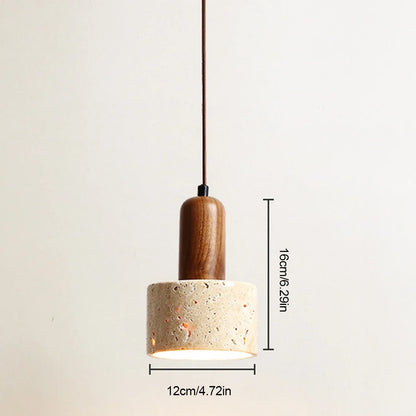 Japanese Japandi Pendant Light Wood And Travertine Bedside Lamp
