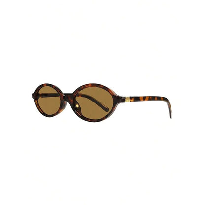 mirror lens, resin frame, casual beach & daily accessory – Retro unisex small oval sunglasses