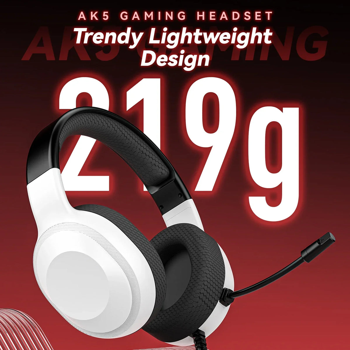 Gaming Headset Wired Light With Omnidirectional Mic