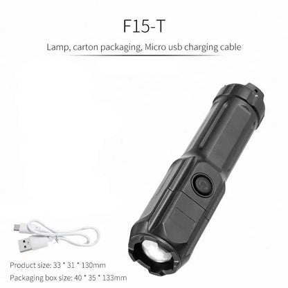 Telescopic Zoom Tactical Flashlight - Battery-Powered LED Torch, 4 Lighting Modes, Water-Resistant for Camping and Fishing