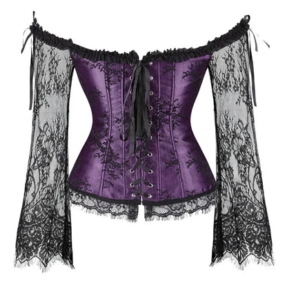 Women's Supportive Corset Top - Off Shoulder, Lace Satin