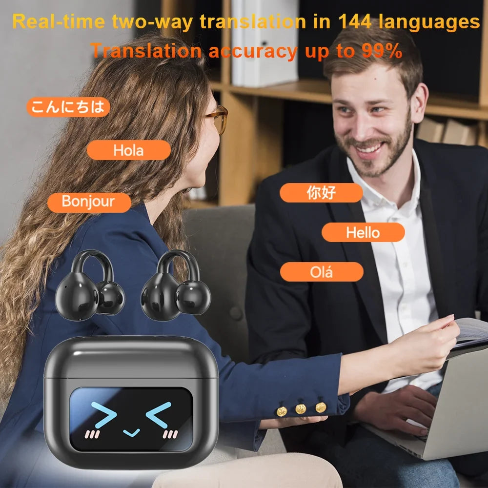 Cordless Translator Earbuds Touch Screen Case 144 Languages