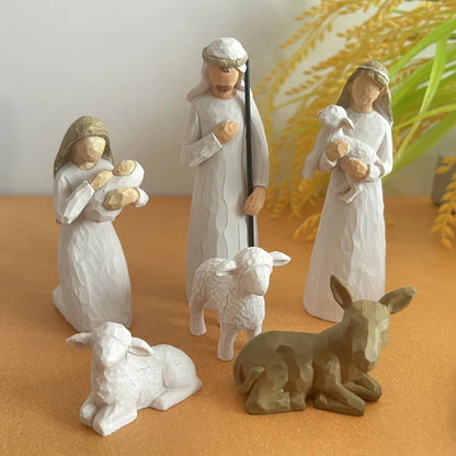 Nativity Figurine Kit - Hand-Painted Resin Nativity Scene, Christmas Decor 2025 Gift Idea