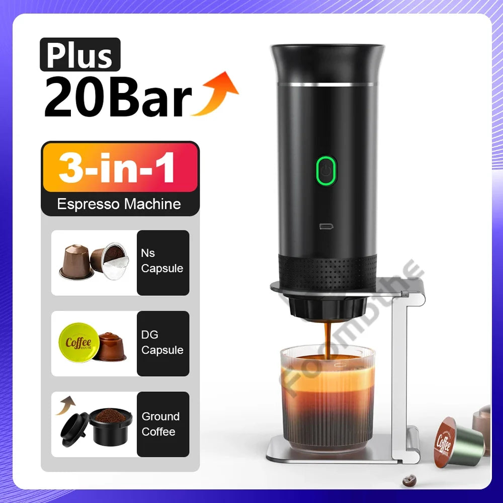 Travel-Friendly Espresso Machine Cordless 3 In 1 Travel Car Camp