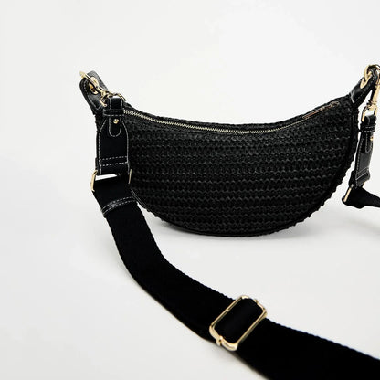 hobo style, crossbody, for beach & summer – Light women's woven straw shoulder bag