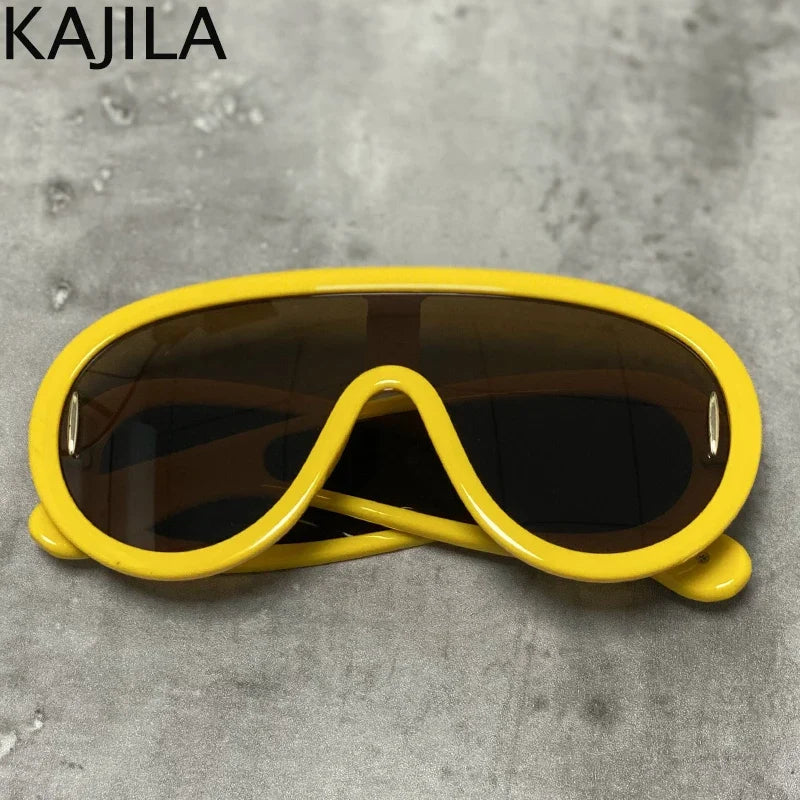 Sunglasses2026 Edition White Frame Oversized Wave Mask Goggles Y2K Punk Steampunk Eyewear TikTok Viral