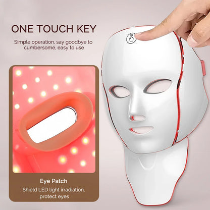 LED Face Mask 7-Color Cordless Photon Therapy Facial Neck Mask Winter 2025 Anti Aging Skin Tightening